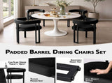 Artiss Dining Chairs Set of 2 Velvet Upholstered Barrel Chairs with Curved Armrests & Back Black UPHO-C-DIN-2553-BKX2