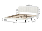 Levede Double Bed Frame Upholstered Adjustable Headboard Bed Platform White BF1083-WH-AU