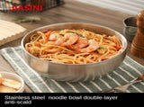Stainless Steel Noodle Bowls Double-Layered Bowls Heat Insulation Bowls 5-Piece - Silver - Size Pack V1106-122-93147-SLR-PACKOF5PIECES
