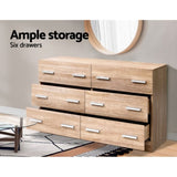 Artiss 6 Chest of Drawers - VEDA Pine FURNI-N-CDR-01-WD-AB