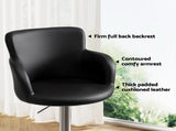 Artiss 2x Leather Bar Stools Swivel Adjustable Gas Lift PU Counter Chairs Black BA-K-7200-BKX2