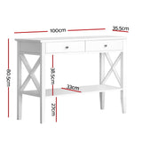 Artiss Console Table 2 Drawers 100CM White Chole FURNI-P-HS-2D100-WH