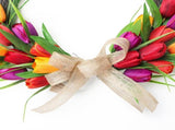 Artificial Flower Wreath 40cm Spring Summer Wreath Front Door Decoration for Indoor Outdoor Orange V1294-YM0901-3115250106611