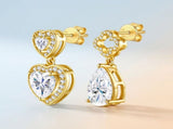 Elegant Asymmetric Moissanite Earrings Set in Dual-Plated 925 Silver with Heart and Four-Leaf Clover V1341-ZY-LM8GCYRL-MOISSANITE-PREMIUMS925