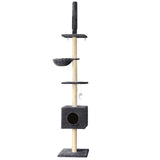 i.Pet Cat Tree 260cm Tower Scratching Post Scratcher Floor to Ceiling Cats Bed Dark Grey PET-CAT-POLE-DKGR