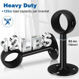 4 Pack Ceiling Mount Curtain Rod Brackets, Heavy Duty Stainless Steel Holders, Black 1.25 Inch V1188-MS-721-005