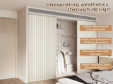 100 X 180 CM Khaki Linen-Look Dust Drill-Free Pull-Curtain - Folding Doorless Closet Divider with V888-ELOSUNG42723