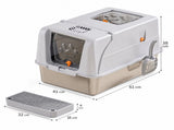 Light Grey Large Stainless Steel Cat Litter Box, Foldable Covered Cat Litter Tray with Top & V1243-MSPT144-LIGHTGRAY-L-DD