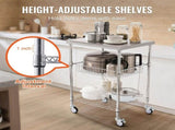 Kitchen Utility Cart, 3 Tiers, Wire Rolling Cart with 213kg Capacity, Steel Service Cart on Wheels, V952-LLCFTCCB20X24IGJ4V0