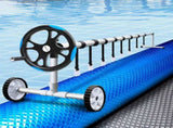 Aquabuddy Pool Cover 500 Micron 9.5x5m Silver Swimming Pool Solar Blanket 5.5m Blue Roller PC-95X50-L-DX-BL-ROLLER-BU