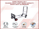 Hand Truck 2 in 1 Folding Dolly Cart 180kg Capacity Heavy Duty Aluminium V63-930031