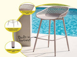 Gardeon 2PC Outdoor Bar Stools Plastic Metal Dining Chair Patio Furniture Coffee ODF-BA-CHAIR-PP-CO-2X