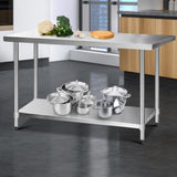 Cefito 1524x610mm Stainless Steel Kitchen Bench with Wheels 430 SSKB-430S-WHEEL-60