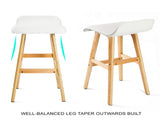 2X Wooden Bar Stool Dining Chair Leather SOPHIA 65cm WHITE V274-FT-WBSPU-75WH2