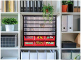 Black Multi Parts Bin Organiser with 36 Drawers, Durable Steel Frame, Includes Mounting Hardware LSB-68988