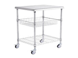 Kitchen Utility Cart, 3 Tiers, Wire Rolling Cart with 213kg Capacity, Steel Service Cart on Wheels, V952-LLCFTCCB20X24IGJ4V0