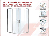 1000 x 1200mm Sliding Door Nano Safety Glass Shower Screen By Della Francesca V63-829371