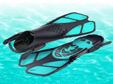 Pair of Snorkel Fins Diving Swim Fins Adjustable Open Heel Swimming Barefoot Flippers Cyan - S V1308-DSZKI-269-1