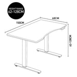 Fortia Sit To Stand Up Standing Desk, 150x70cm, 62-128cm Electric Height Adjustable, Dual Motor, V219-FURDTAFORKITS5WO