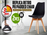 2X Retro Dining Cafe Chair Padded Seat BLACK V274-FT-J900-BK2