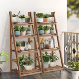 Rustic Wood 4 Tier Plant Stand Bookshelf 38CM Corner Shelf V178-66837