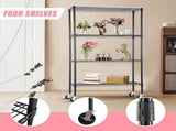 Modular Wire Storage 120x60cm Steel Shelving Black With Wheels For Garage Warehouse Or Kitchen V63-841351