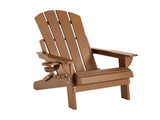 Gardeon Outdoor Chairs Folding Adirondack Beach Chair HDPE Sun Lounge Patio Furniture Garden Brown FF-BEACH-HEFD-BR