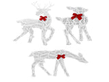 3 Piece Lighted Christmas Deer Family Set Outdoor Yard Decoration with LED Lights Red Bows Mother V1294-YM0710-3111230254211
