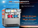 Commercial Slushy Machine, 2 x 12L / 3.17 Gal Double Tanks, Cool and Freeze Modes, Stainless Steel V952-FB8L4L22000W2RDAFV3