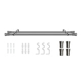Marlow Silver Double Curtain Rod Steel Pole Pommel Set Extendable Adjustable CD1019-SL_NZ