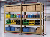 Giantz 2-Rack Garage Shelving 1.6X0.8m MDF Warehouse Shelves Storage Rack Yellow WR-E-8X16-YLX2