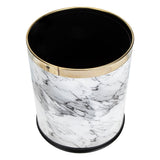 Versatile Home Trash Can, White Marbling, Thickened Base, Easy Use V1366-AZ2-W-23769
