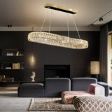 BAMDECOR C3319 Modern Linear Crystal Chandeliers Fixtures Contemporary Round Chandelier V255-BAM-C3319-L100