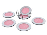 6pcs Glass Mirrored Coasters with Holder Round Drink Coasters for Coffee Table Kitchen Bar Home V1294-YM0901-3118250151411