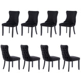 8x Velvet Upholstered Dining Tufted Chairs with Studs Trim and Solid Wood Legs-Black V226-SW8809BK-4