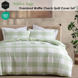 Ardor Ashlea Sage Oversized Waffle Check Quilt Cover Set Queen V442-INT-QUILTCS-ASHLEAWAFFLE-SAGE-QS