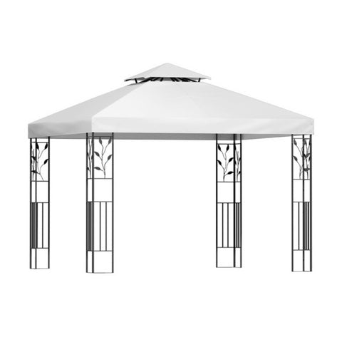 Instahut Gazebo 3x3m Marquee Outdoor Wedding Party Event Tent Home Iron Art Shade White GAZEBO-IR-LE-HF-3X3-WH-AB