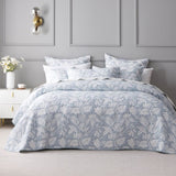 Bianca Laurieton Blue Jacquard Botanical Bedspread Set Single V442-BCA-BEDSPREAD-LAURIETON-BLUE-SB