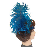 6x 1920s FLAPPER HEADBAND Headpiece Feather Sequin Charleston Costume Party BULK - Blue V563-BR-6FLAPPERHDBND-BLU