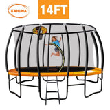 Kahuna Trampoline 14 ft with Basketball Set - Orange TRA-KAH-14-OR-BB