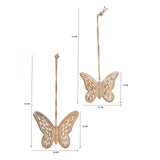 Set 2 Handcrafted Hanging Butterflies 18cm, 15cm V637-50541BTF