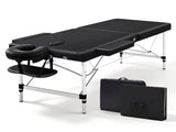 Zenses Massage Table 70cm Portable 2 Fold Aluminium Beauty Bed Black MT-ALUM-2FOLD-BK-70