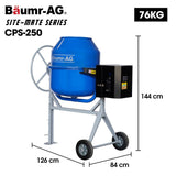 BAUMR-AG 250L Heavy-Duty Petrol Concrete Cement Mixer, 3hp 105cc Engine V219-TOLCCMBM25PA