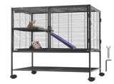 36" Metal Small Animal Cage 2-Tier Rolling Ferret Cage with Tray A Ramp V952-JSXDL322233IWSCUUV0