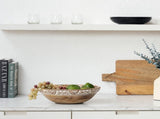 Handcrafted Bowl w Leaf Carving 30cm V637-53621BWL