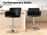 Artiss 1x Leather Bar Stools Swivel Adjustable Gas Lift PU Counter Chairs Black BA-K-7200-BK