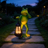Solar Powered Frog Lanterns, Cute Decorative Garden Statues, Soft Warm Light for Outdoor Patios and V1370-AZ4-13816