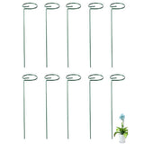 10Pcs Garden Climbing Trellis Green Iron Plant Support Rack for Potted and Outdoor Plants V1369-AZ3-W-20530