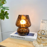Vintage Speckled All Glass Mushroom Table Lamp - Bedside Soft Ambient Night Light, AU Plug with 3 V888-ELOSUNG55166-1