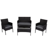 4 Seater Wicker Outdoor Lounge Set - Black V264-OTF-529S-BLK